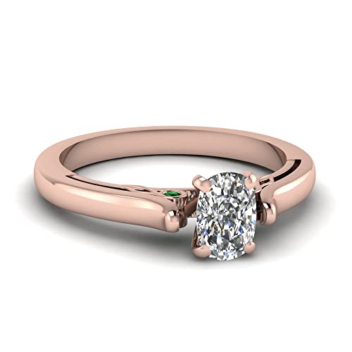Bague de fiançailles cathédrale en or rose et diamant coussin