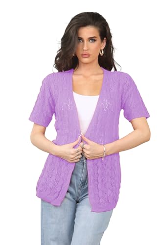 Image of Loxdonz Women's Short Sleeve Cropped Cardigan Sweaters Open Front Bolero Short Shrugs for Women