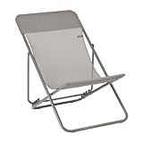 Lafuma MOBILIER   Transat Jardin Pliable   Chilienne Multi Positions   Largeur 58cm   Maxi Transat   Batyline® Iso   Gris Terre   Fabriqué en France   LFM5170_8556   Garantie 5 Ans   L.83xl.62xH.91cm