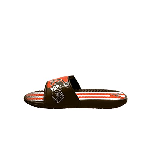 Image of FOCO mens NFL Team Stripe Logo Athletic Sport Shower Flip Flop Sandals Gel Slides