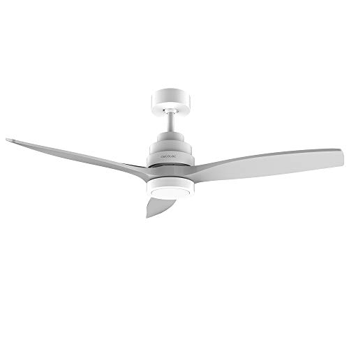 Cecotec Ventilador de Techo con Mando a Distancia y Temporizador EnergySilence Aero 5200 White Design. 40W, Diámetro 132 cm, Motor DC, Luz LED, 6 Velocidades, Función invierno, Blanco/Aspas Grises