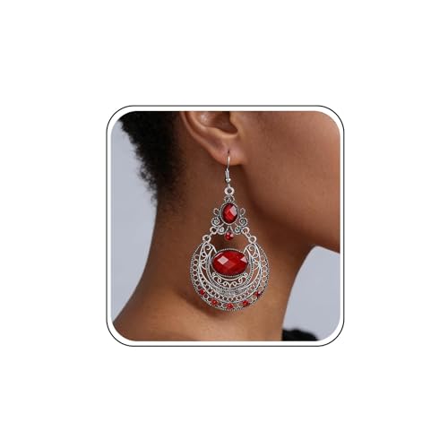 Atentuyi Boucles d'Oreilles Boho Turquoise - Saphir Bleu en Cristal - Style Gitane