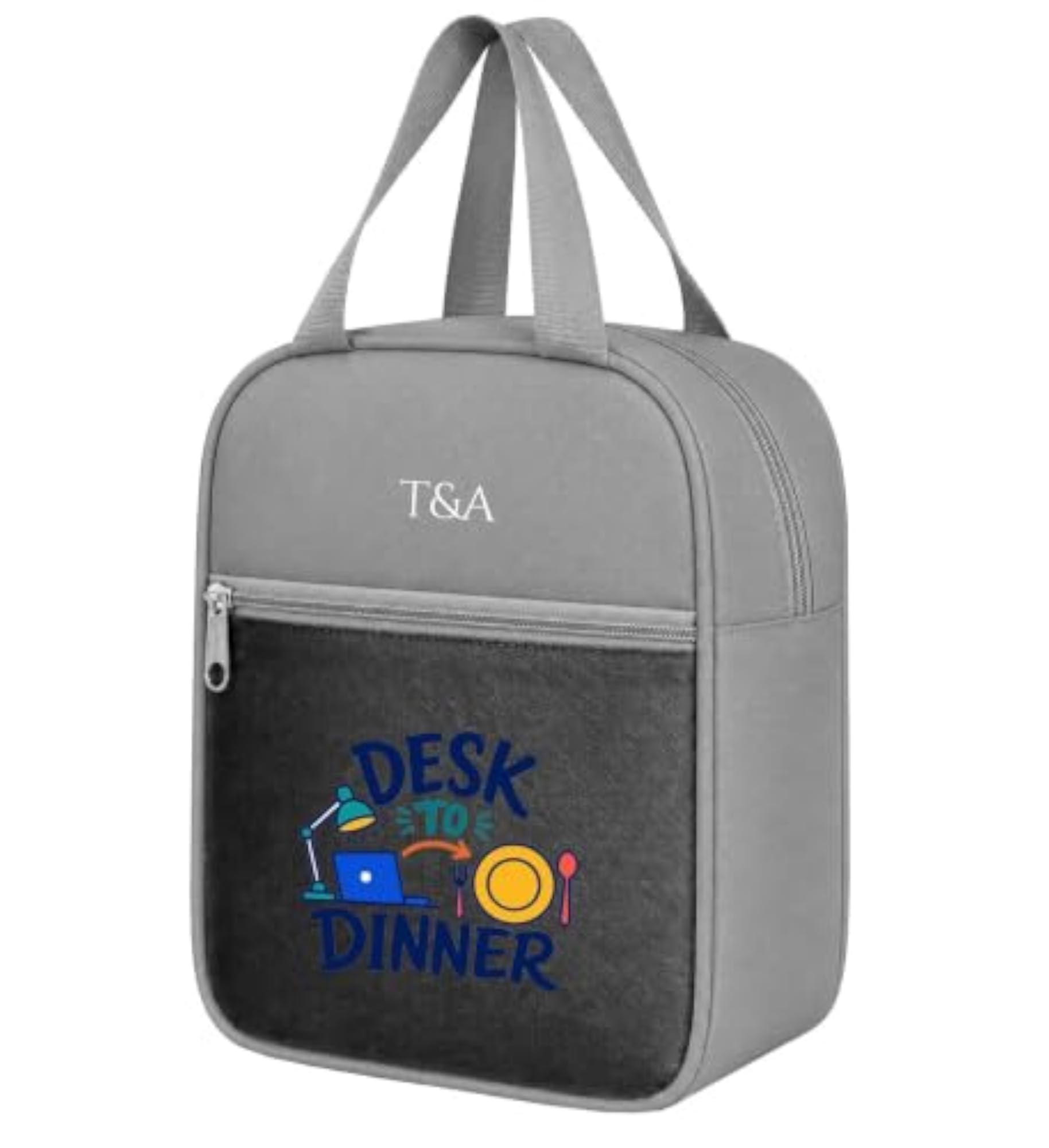 Portable Lunch Bag with Zipper Closure for Office and School