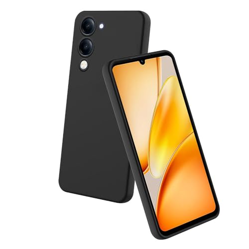 Image of Back Cover for iQOO Z10 Lite 5G | Full Camera Protection | Premium Liquid Silicon Case | Flexible Bumper Case for iQOO Z10 Lite 5G / Vivo Y04 4G / Y19e 4G /Y19 5G /Y29s 5G / T4 Lite 5G (Black)