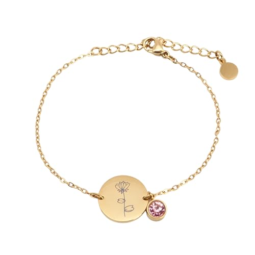 Personalisiertes Armband Geburtsblume, Geschenk für Frauen Freundin Damen Mama