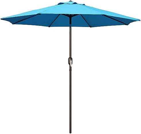 Blissun 9' Outdoor Patio Umbrella, Outdoor Table Umbrella, Yard Umbrella, Market Umbrella with 8 Sturdy Ribs, Push Button Tilt and Crank