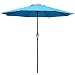 Blissun 9ft Patio Umbrella, Manual Push Button Tilt and Crank Garden Parasol (Light Blue)