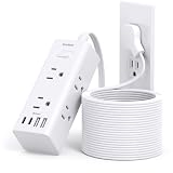 20Ft Extension Cord with Multiple Outlets, Flat Plug Power Strip Surge Protector with 20 Ft Long Cord, 6 Outlet 4 USB Ports (2 USB C), Multi Outlet Wall Plug for College, Dorm Room Essentials(White)