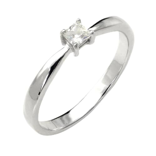 Metal Factory Sz 12 Sterling Silver Cubic Zirconia Solitaire 0.1 Carat tw Princess Cut CZ Engagement Ring