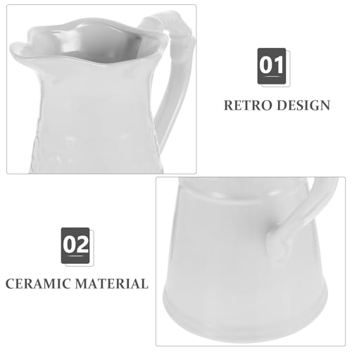 Vase pichet en céramique blanche vintage pour fleurs séchées - 8