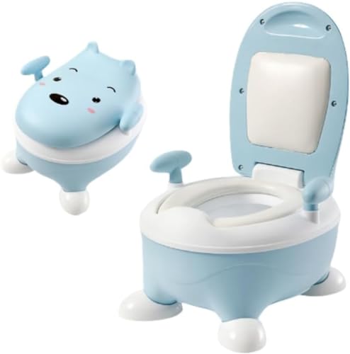新しいPPベビーと子供用トイレ、赤ちゃん用小型トイレ、クマの漫画トイレ、幼児用小便器 安定した安全な楕円形の底部デザイン 人間工学に基づいたベビー用トイレ、幼児用便座 旅行 外出 アウトドア (B)