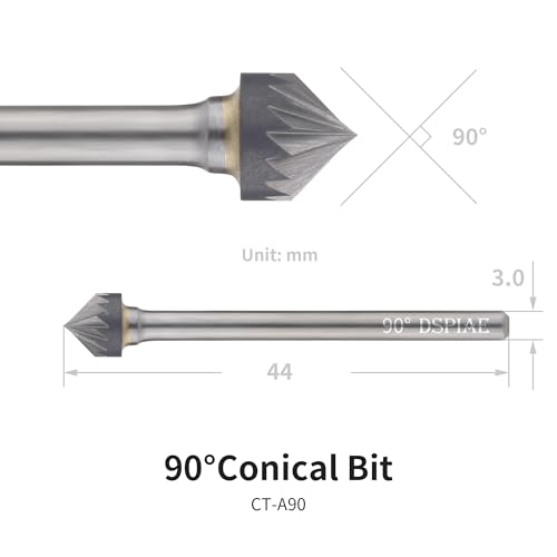 Image of DSPIAE Chamfering Tool Set, 60 and 90 Degree Blades Each 4pcs, Conical and 3mm Spherical Bits with Handle