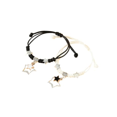 tenghong2021 Y2k Aesthetic Star Bracelet Handmade Star Love Strand Matching Couple Bracelets for Women Gift Charm Dainty Long Distance Relationship Jewelry2