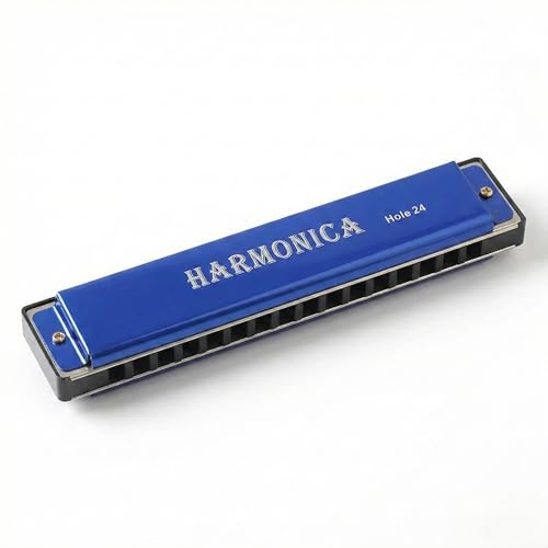 Image of Harmonica Key of C Major Polyphonic Mouth Organ Professional Musical Instrument for Beginners Students and Adults Perfect for Blues Folk Jazz Pop with Stainless Steel Cover (24 Hole)