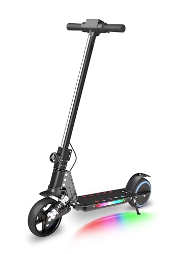 E-RIDES Elektroroller Kinder ab 6-12 Jahren,E Scooter mit Bunter Regenbogenlicht,5-8KM Reichweite,Faltbarer Elektro Scooter,130W,Geschenk und Jugendliche