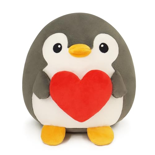 Tiralia Adorable Heart-Hugging Penguin Plush Toy, Soft 9” Stuffed Penguin, Perfect for Animal Lovers – Ideal Gift for Boys and Girls on Valentine's Day, Anniversaries and Birthdays (Penguin)