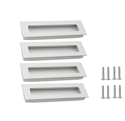 Sydarsyn 4 Pezzi Maniglie A Incasso In Lega Di Alluminio Maniglie Nascoste Maniglie Rettangolo Per Porte Scorrevoli E Armadi (140 * 42 Mm, Opaco)