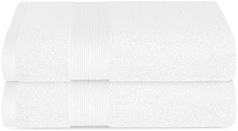 HOUSEGADS Large Bath Towels Pack of 2-100% Ring Spun Egyptian Cotton 600 GSM Luxury 70x140cm Towels for Pool, Spa, and Gym Thick Durable and Highly Absorbent Hotel Quality Quick Drying Towels (White)