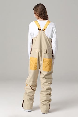 ALSOGO Damen Skihose Winter wasserdichte Winddicht Einstellbare Verschleißfeste Lätzchen Wandern Klettern Isolierte Ski Hosen Yellow XS