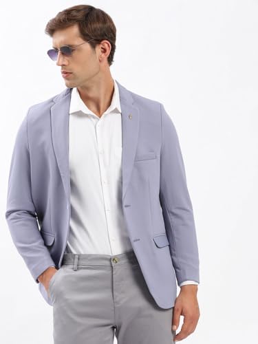 Image of SHOWOFFFF Men Solid Single Breasted Casual Blazer | Notched Lapel Full Sleeves Cotton Blazer for Mens | Slim Fit Regular Length Blazer for Men's