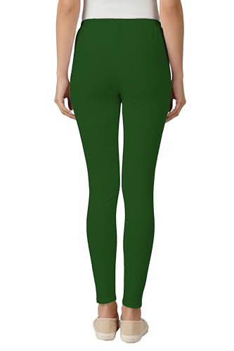 Image of Women's Cotton Lycra Ankle Length Leggings | Regular Rise, Soft 4 Way Stretch Fabric | Casual & Ethnic Wear