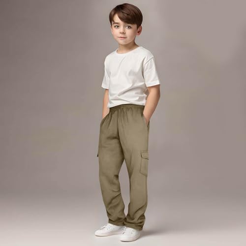Boys Cargo Sweatpants Casual Sports Trendy Drawstring Jogger Pants Sweatpants Lightweight Pants for 3-13 Years2