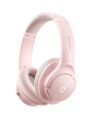 Soundcore Q20i noise cancelling headphones in pink, a stylish choice for best noise cancelling headphones reviewed