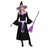 Photo Gallery bsbuy costume da strega, halloween costume da strega viola, 5pz abito da witch per bambina e donna per halloween, con cappello, scopa, cintura e adesivo, vestito da maga vampiro di carnevale, cosplay Photo Gallery bsbuy costume da strega, halloween costume da strega viola, 5pz abito da witch per bambina e donna per halloween, con cappello, scopa, cintura e adesivo, vestito da maga vampiro di carnevale, cosplay