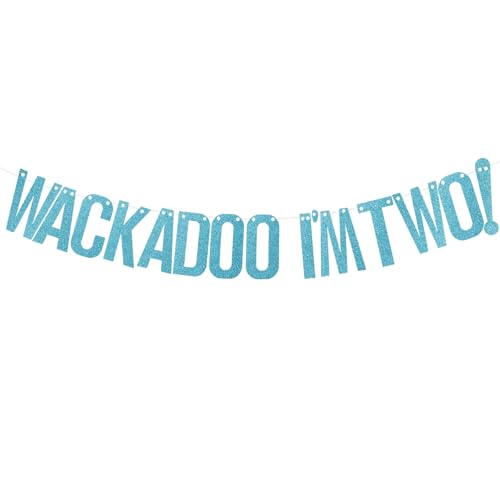 Wackadoo I'm Two Banner Glitter Blue 2nd Birthday Banner Happy 2nd Birthday Decorations Wackadoo I'm Two Bluey Party Decor Cheers to 2 Years Boys Girls 2 Years Old Birth day Banners Party Supplies