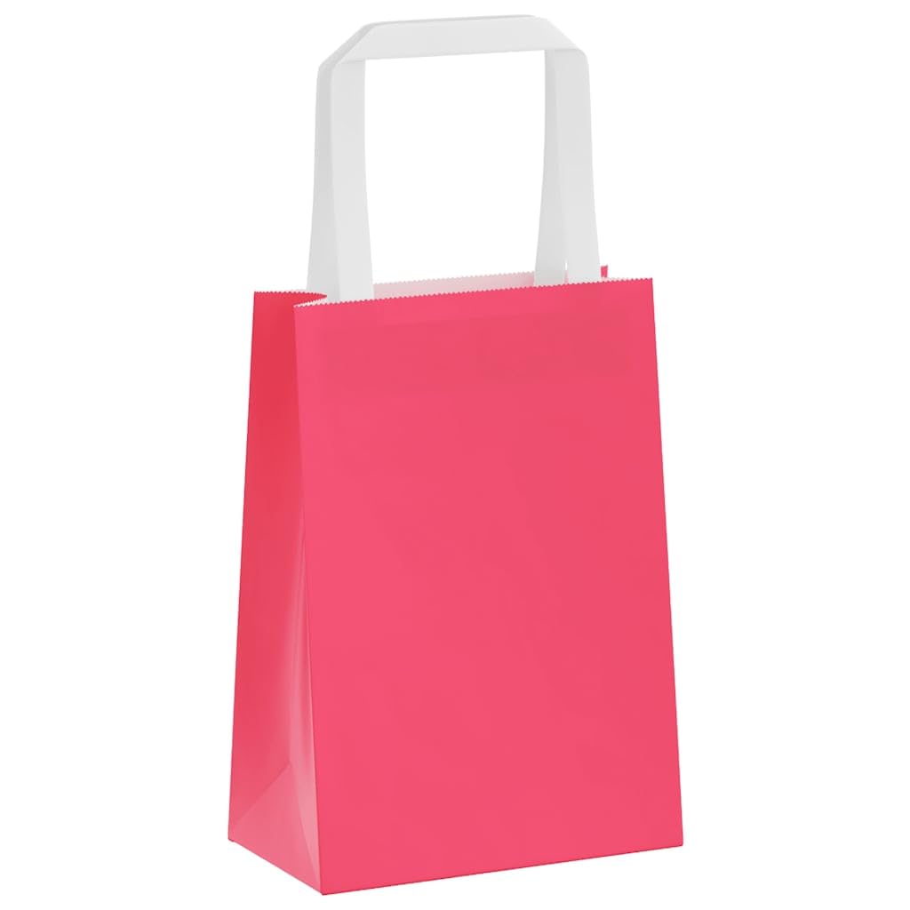 Bolsas de papel 250 piezas con asas rosa 15 x 8 x 21 cm