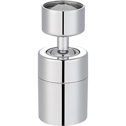 Hibbent Sink Aerator for Kitchen/Bathroom, 2 Modes Faucet Aerator Adjustable 360-Degree Swivel Water Saving Faucet Sprayer Head Big Angle Sink Aerator Chrome, 22mm Female Thread Cover