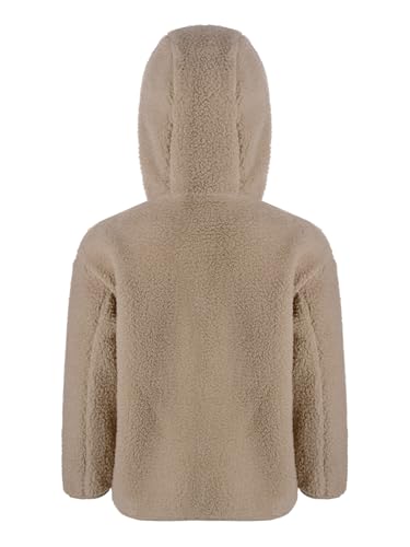 Kids Girls Warmth Jacket Coats Fleece Hooded Sleeve Button Overcoat with Pockets Winter Thermal Thick Outerwear2