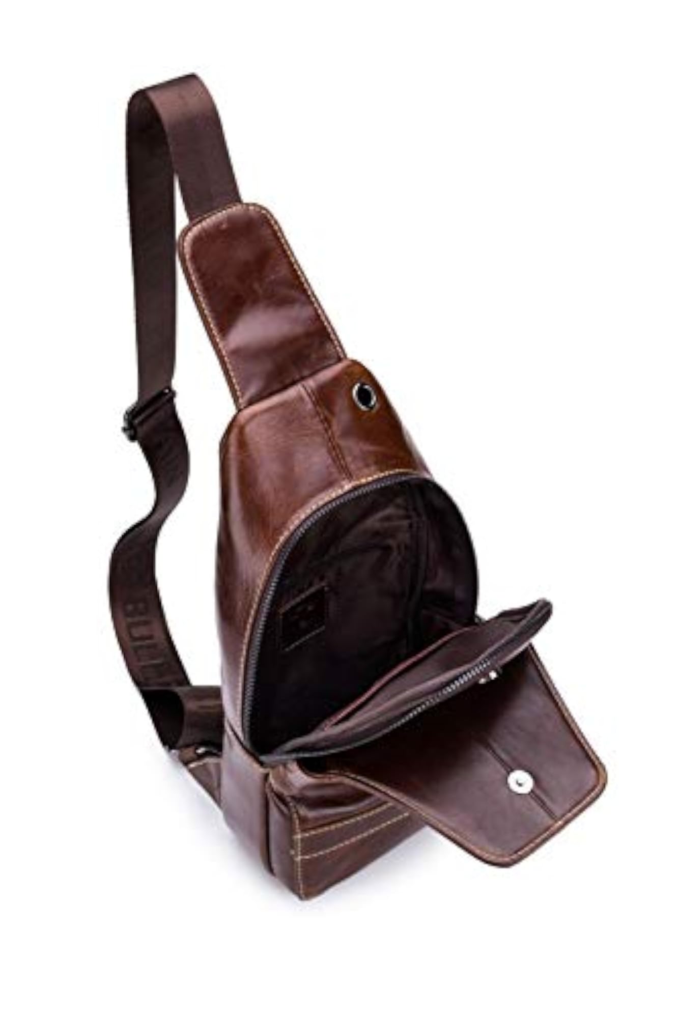 Men's Leather Sling Bag, Business Crossbody Backpack