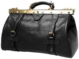 Ancien grand sac de voyage diligence en cuir vintage A S (L