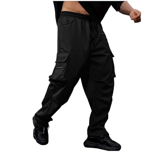 Akklian Tactical Cargo Pants Men's Casual Elastic Waist Drawstring Joggers Pants Baggy Tapered Sweatpants with Multi Pockets