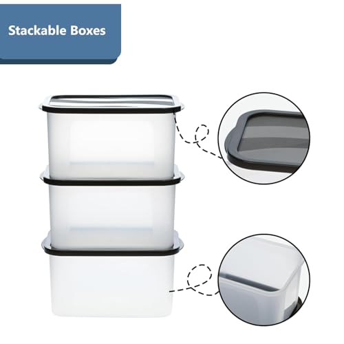 Image of SR Plastic Airtight Storage Container for Kitchen, Pantry and Home Organization | Multipurpose Stackable Refrigerator Organizer for Snacks, Fruits, Bread and Cosmetics (Set of 6-Transparent)