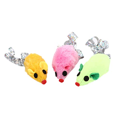 Toddmomy 3pcs Plush Mouse Cat Stuffed Teasing Pet Indoor Tease Interactive Fluffy Kitten Tassel Tail Random Color