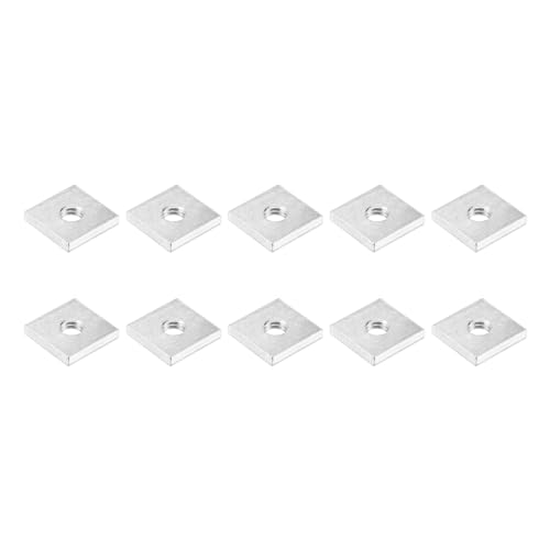 METALLIXITY Square Nuts (M6x16x3mm) 10Pcs, Carbon Steel Hardware Nuts - for Furniture Construction Mechanical Equipment Fasteners, Silver Tone