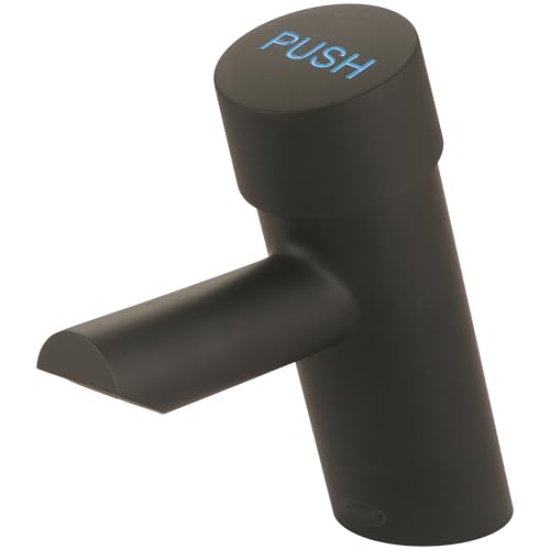 Central Brass 0357C-MB Slow-Close Single Handle Basin Metering Faucet w/Optional Deckplate Cold Water Indicator in Matte Black