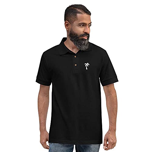 Polo Claudio Fibonacci homme noir Palmtree manches courtes taille M