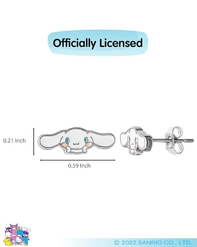 Sanrio Cinnamoroll Earrings Official License, Silver Flash-Plated and Enamel Stud Earrings for Women, Cinnamoroll Jewelry4