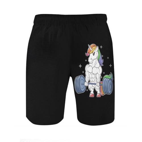 Vintage Rainbow Unicorn Weightlifting Fitness Gym Mens Swim Trunks Boys Quick Dry Board Shorts with Mesh Lining2