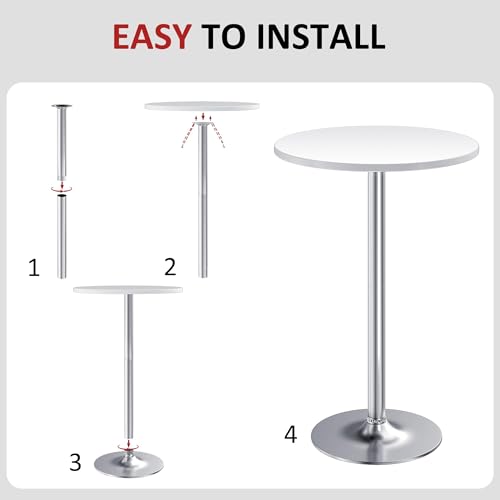 Image of Furmax Bistro Pub Table Round Bar Height Cocktail Table for Home Bar, Round Bar Tables for Party, Dining Room, Living Room and Wedding, Metal Base MDF Top, 40.6 Inch Height (4, White-2)