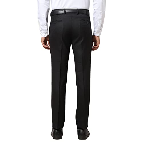 Image of Park Avenue Men's Poly Wool Blend Structure Pattern Super Slim Fit Flat Front Formal Trouser