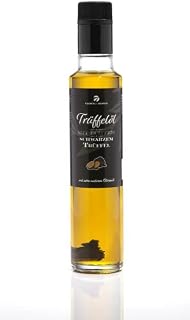 Huile de truffe avec véritable truffe noire 250 ml d'huile d'olive extra vierge vierge pour sauces et affiner les plats. Par Franck et Olivier, convient aux régimes végétaliens et sans gluten