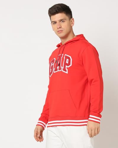 Image of Gap Men Regular Fit Logo Print Full Sleevesd Cotton Hoodie