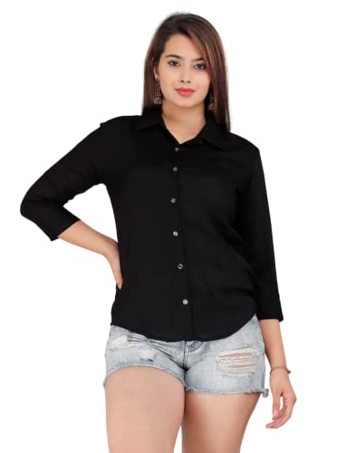 Image of Women Solid Shirt for Office & Casual wear | 3 /4th Sleeves Spread Collar