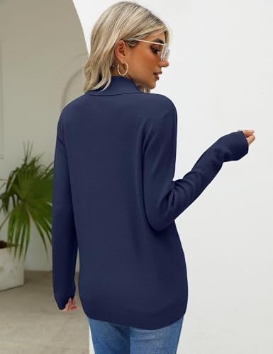 Image of LOMON Sweaters for Women 2025 Fall Knitted V-Neck Collared Button Pullover Dressy Casual Long Sleeve Polo Shirts Business