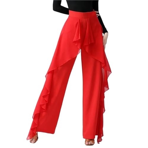 Pantalon de danse pour femmes à volants et taille haute