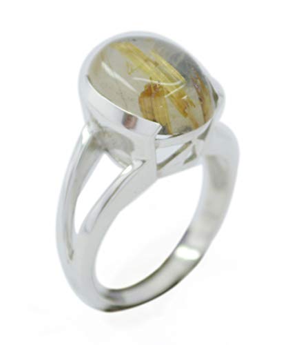 Bague argent 925 quartz rutilé alliance anti-ternissement durable
